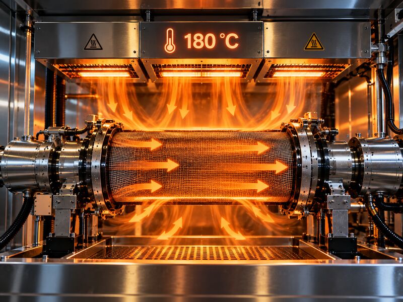 Thermische Impulstrocknung des Dieselpartikelfilters in der Trocknungskammer bei 180 °C